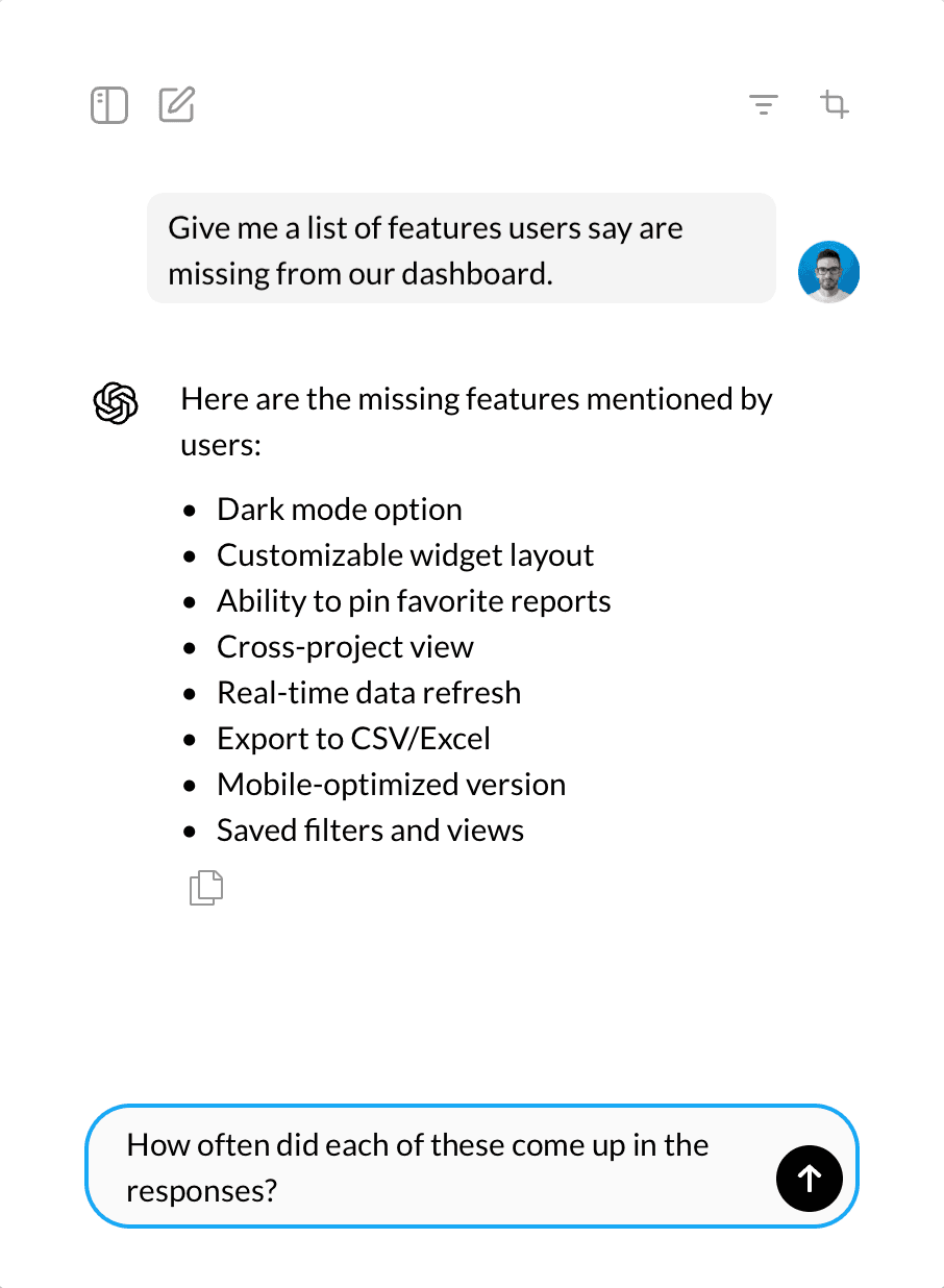 Talk to your survey responses. It talks back.