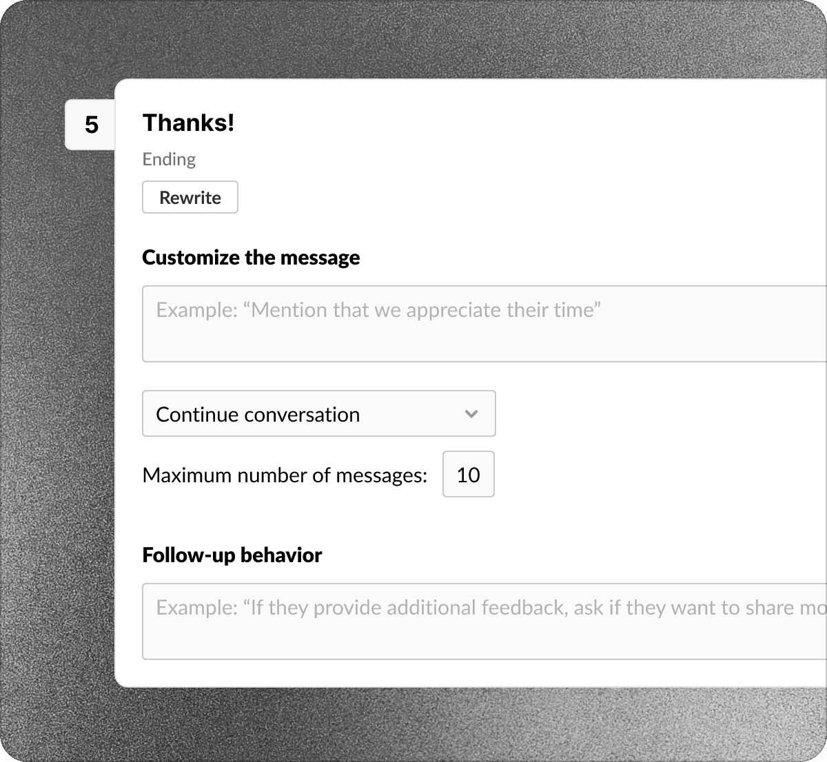Configuring agent behavior after surveys