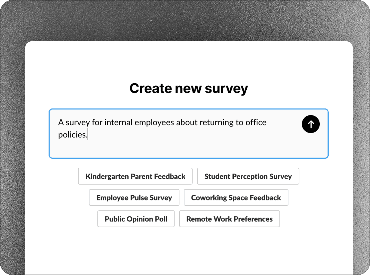 Example prompts for creating surveys with AI