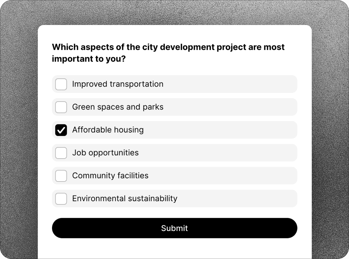 Creating a survey directly from the website