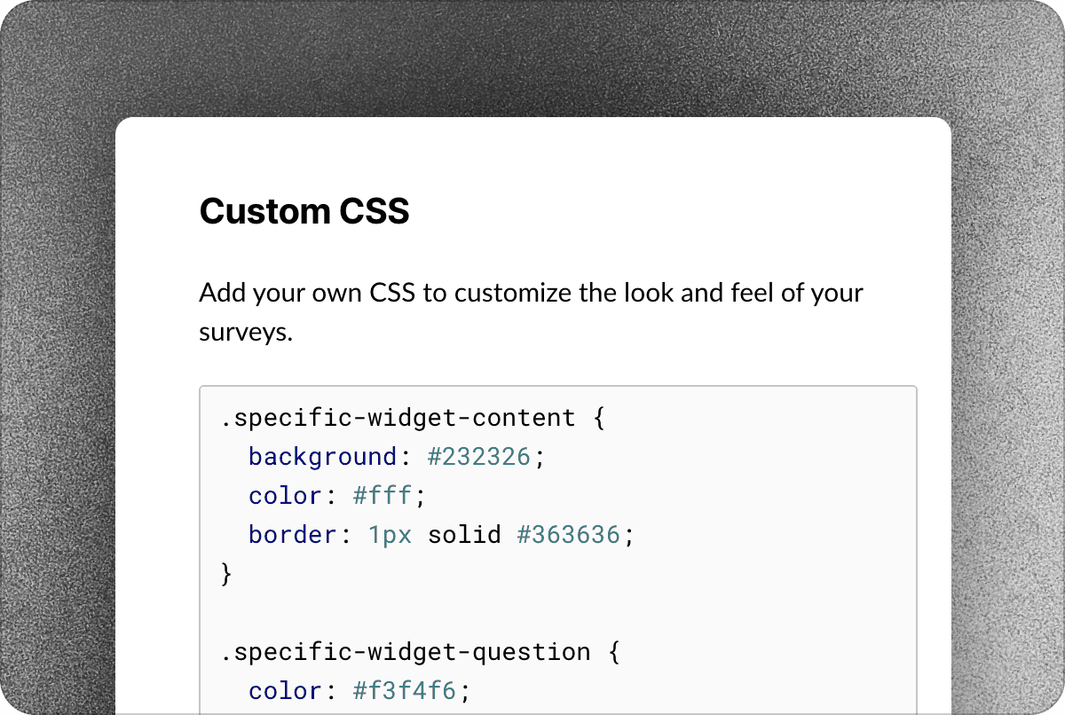 Custom CSS for the survey widget
