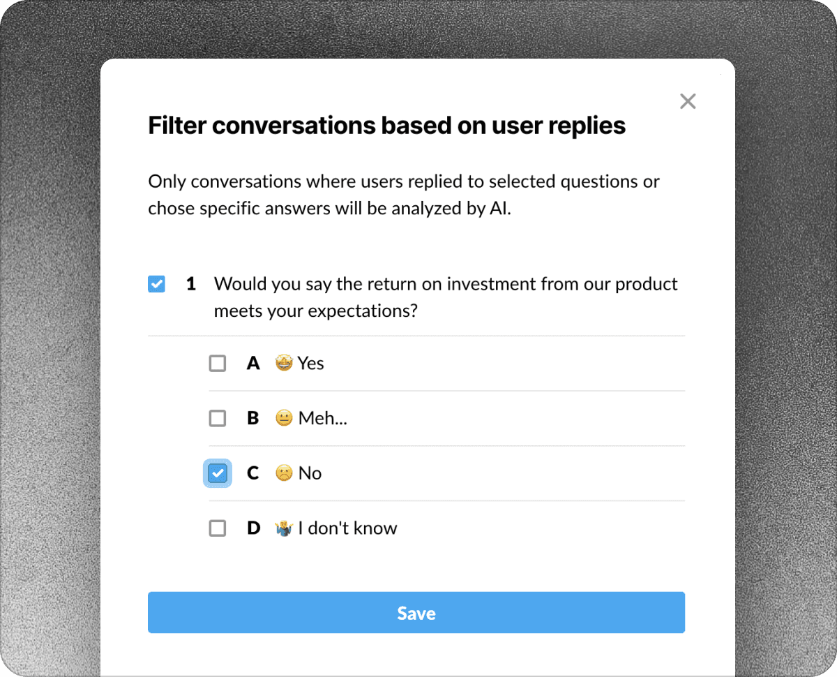 Filtering conversations by specific user replies